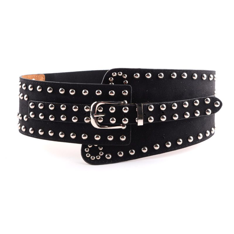 Gepersonaliseerde Klinknagel Punk Dames Met Elastische Brede Tailleband Mode Riem