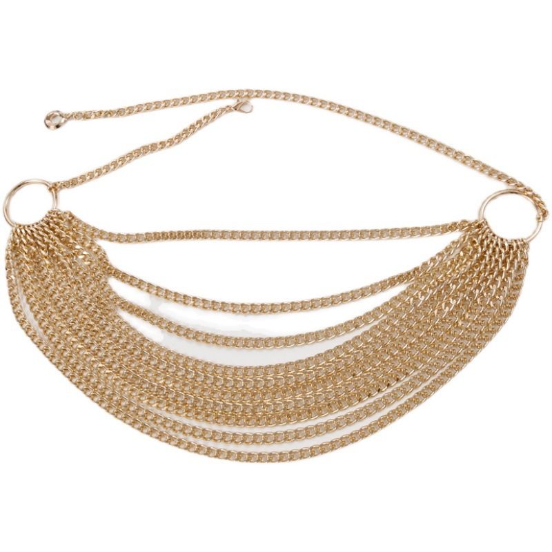 Multi-level Ketting Dames Decoratieve Ketting Metalen Gouden Taille Ketting Riem