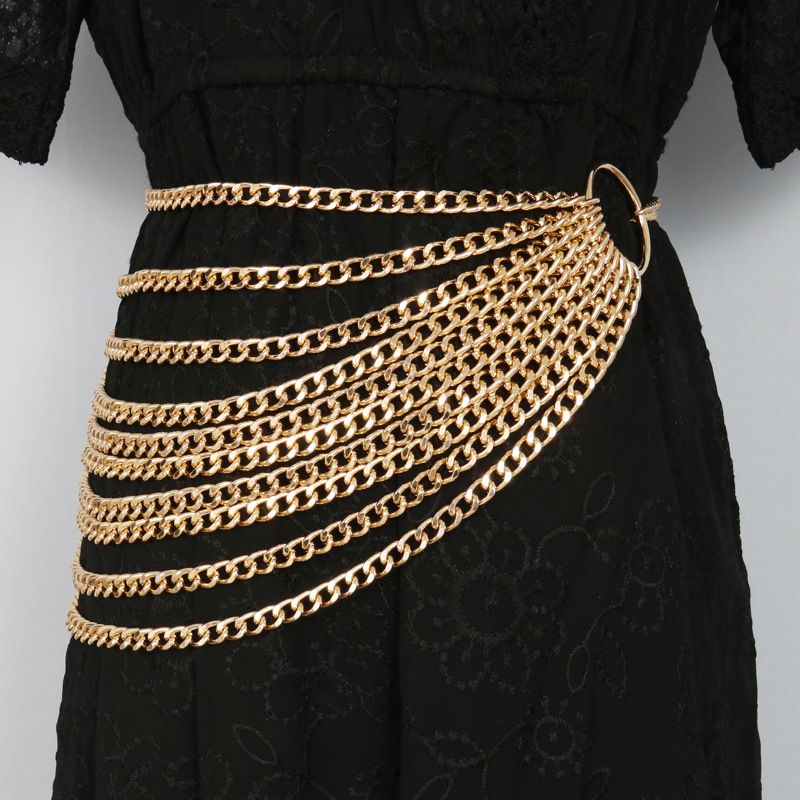 Multi-level Ketting Dames Decoratieve Ketting Metalen Gouden Taille Ketting Riem