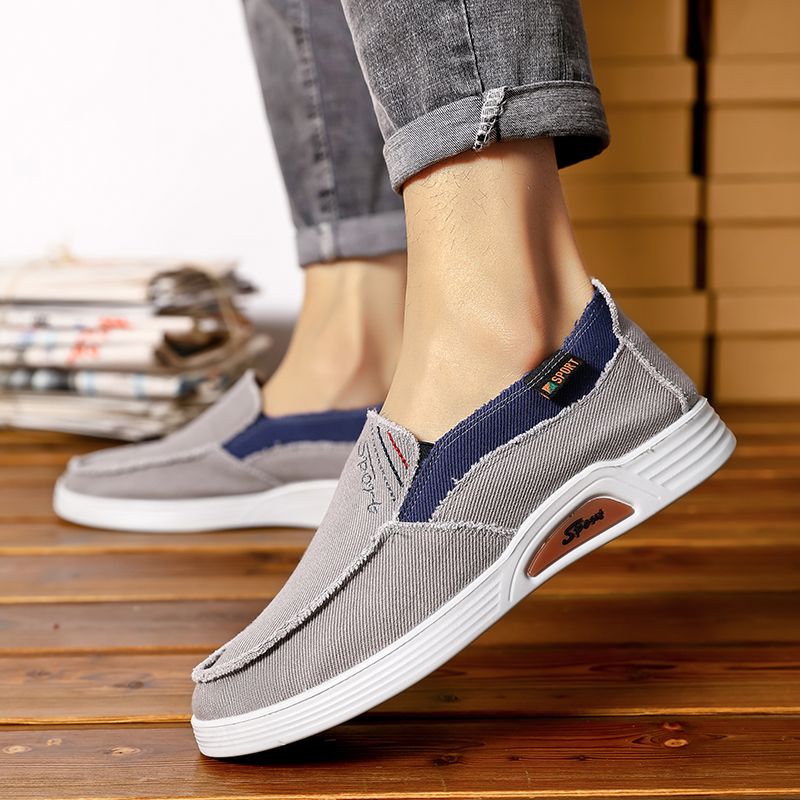 Heren Canvas Ademende Zachte Zool Antislip Korte Hof Casual Wandelschoenen