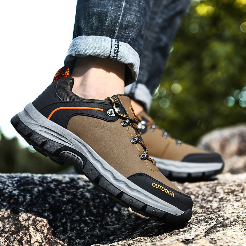 Heren Leren Veterschoenen Lage Top Zachte Zool Antislip Outdoor Klimmen Casual Sport Wandelschoenen