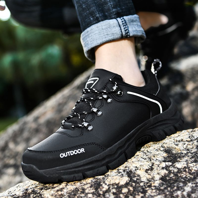 Heren Leren Veterschoenen Lage Top Zachte Zool Antislip Outdoor Klimmen Casual Sport Wandelschoenen