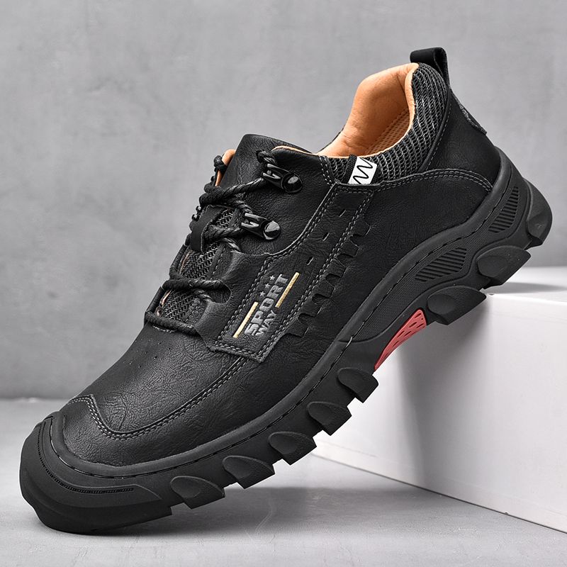 Mannen Echt Leer Antislip Veterschoenen Casual Sport Wandelschoenen