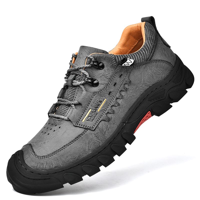 Mannen Echt Leer Antislip Veterschoenen Casual Sport Wandelschoenen