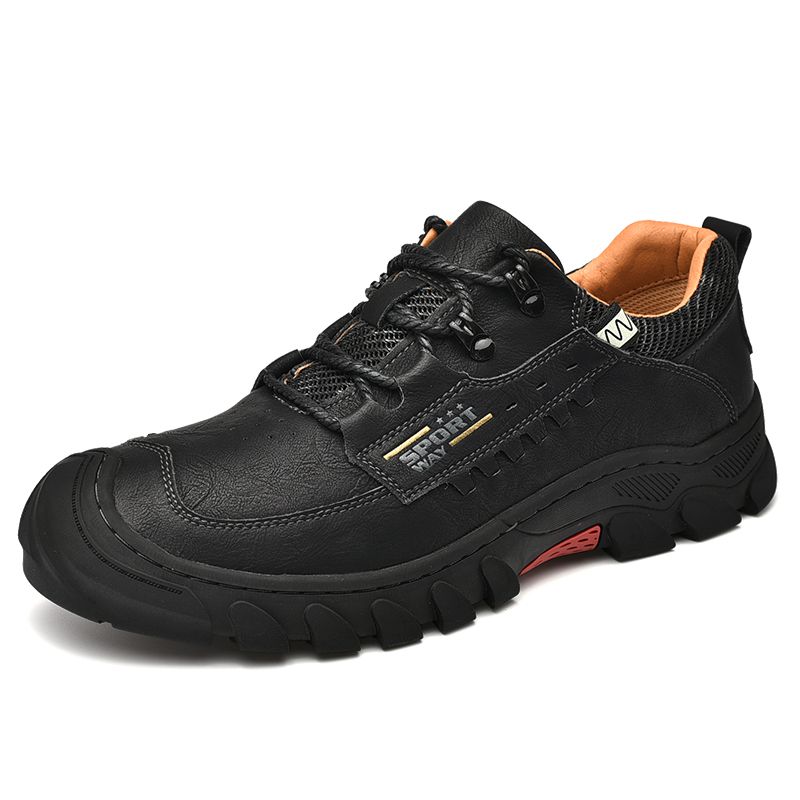 Mannen Echt Leer Antislip Veterschoenen Casual Sport Wandelschoenen