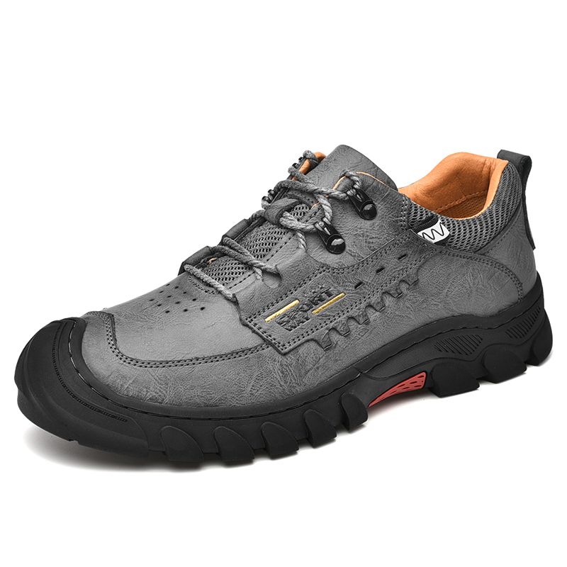 Mannen Echt Leer Antislip Veterschoenen Casual Sport Wandelschoenen