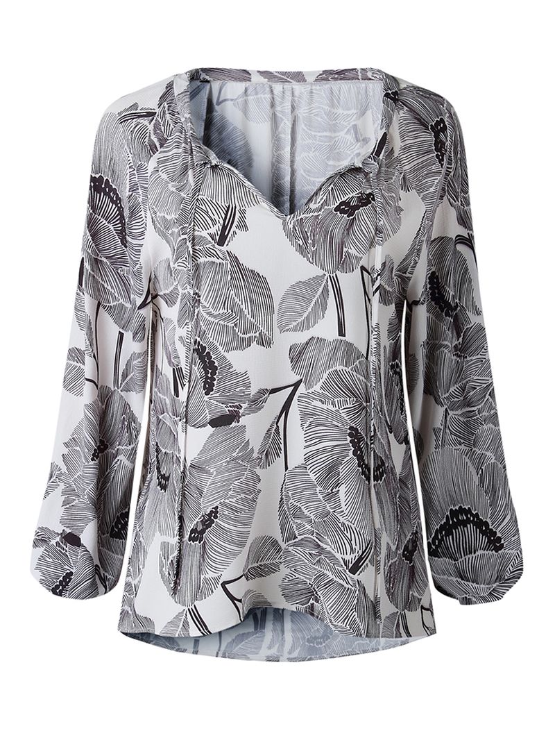 Dames Blouse Met V-hals Boho Bloemenprint