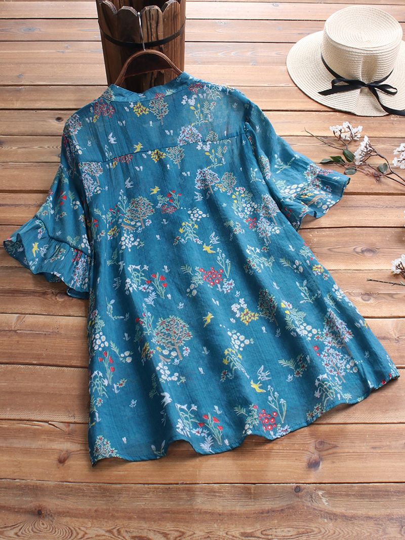 Vintage Blouse Met Bloemenprint