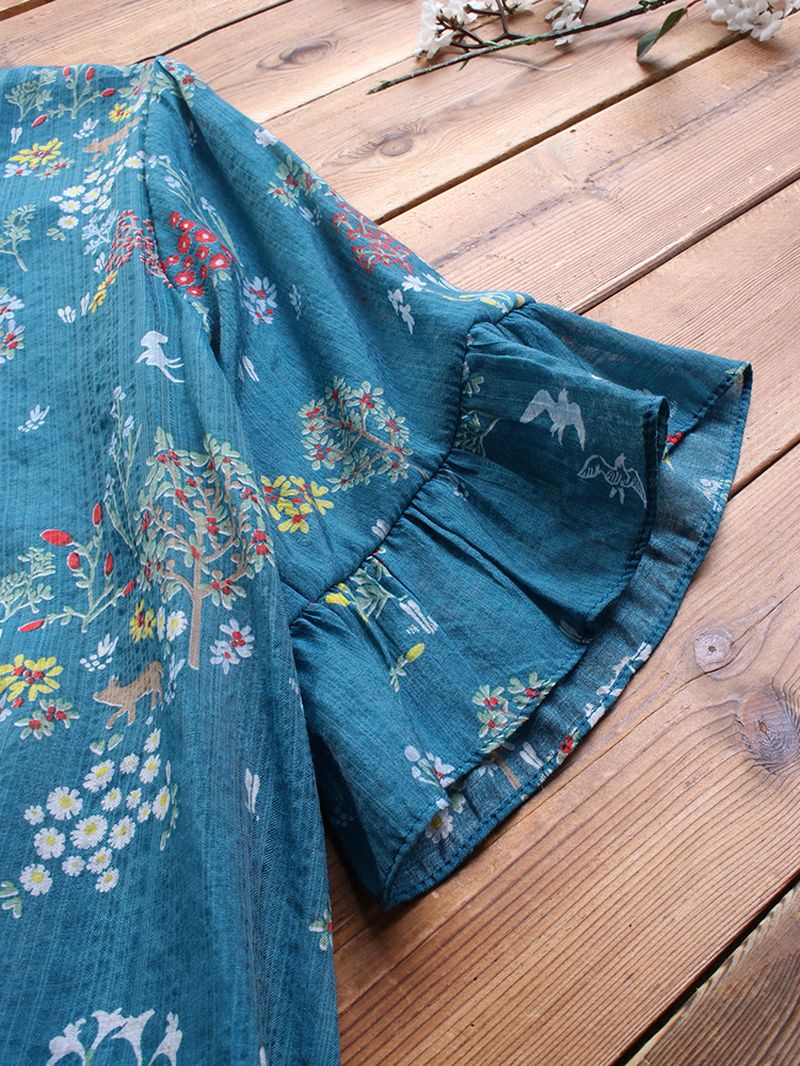 Vintage Blouse Met Bloemenprint