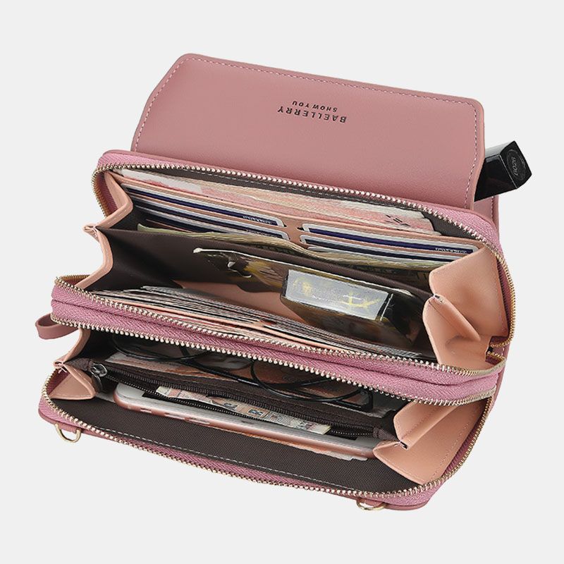 Dames 12-kaartsleuven Crossbody-tas Met Grote Capaciteit Voor Telefoon