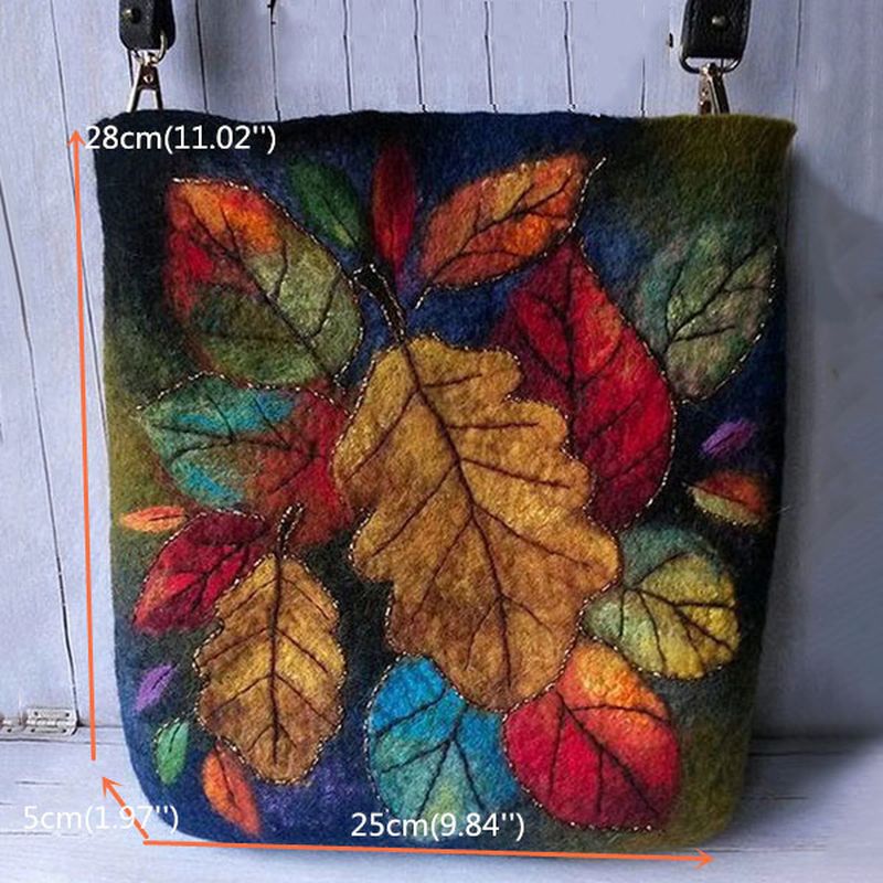 Dames Kleurrijke Blad Diy Lam Haar Tas Crossbody Tas Schoudertas