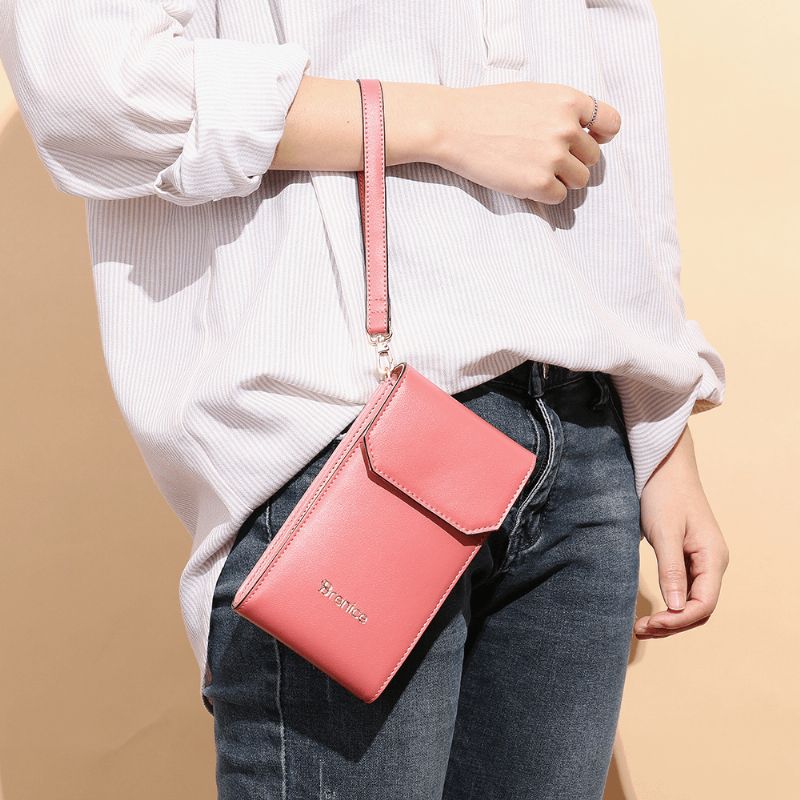 Dames Solid Flap Card Bag Telefoontas Crossbody Tas