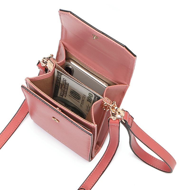 Dames Solid Flap Card Bag Telefoontas Crossbody Tas