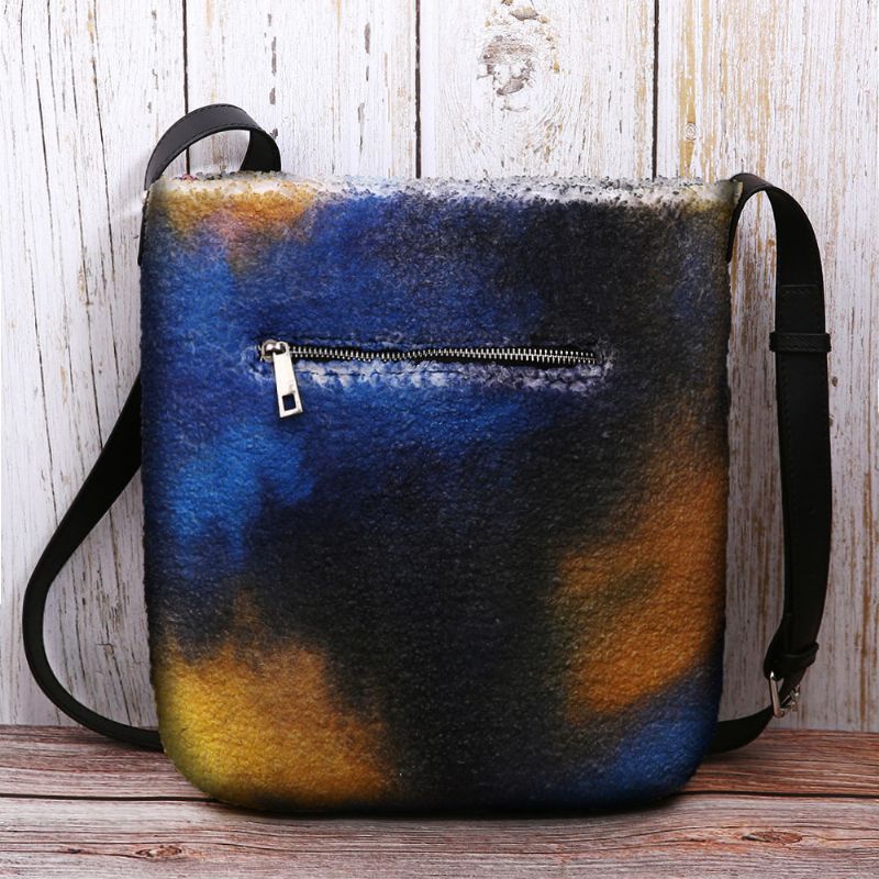 Dames Sterrenhemel Kleurrijke Diy Lamshaar Tas Crossbody Tas