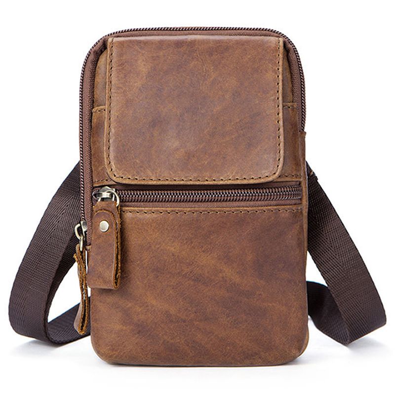 Echte Lederen Casual Vintage Crossboby-tas Met Één Schouder Voor Heren