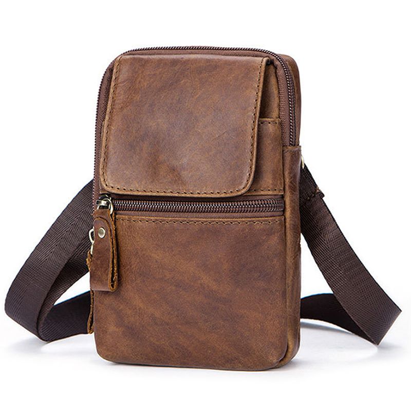 Echte Lederen Casual Vintage Crossboby-tas Met Één Schouder Voor Heren