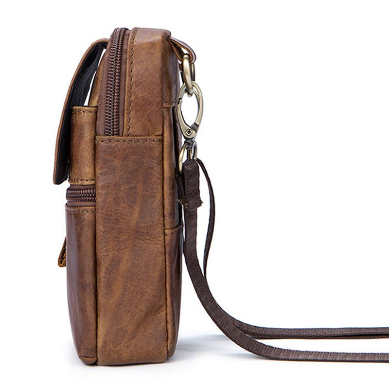 Echte Lederen Casual Vintage Crossboby-tas Met Één Schouder Voor Heren