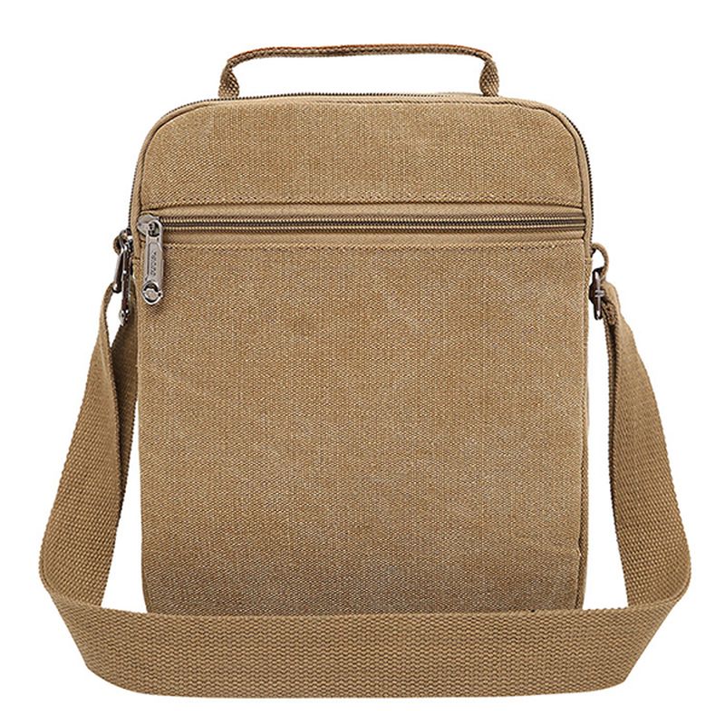 Heren Canvas Schoudertas Messenger Bag Kleine Reis Crossbody Tas Fit 9.7-inch Ipad