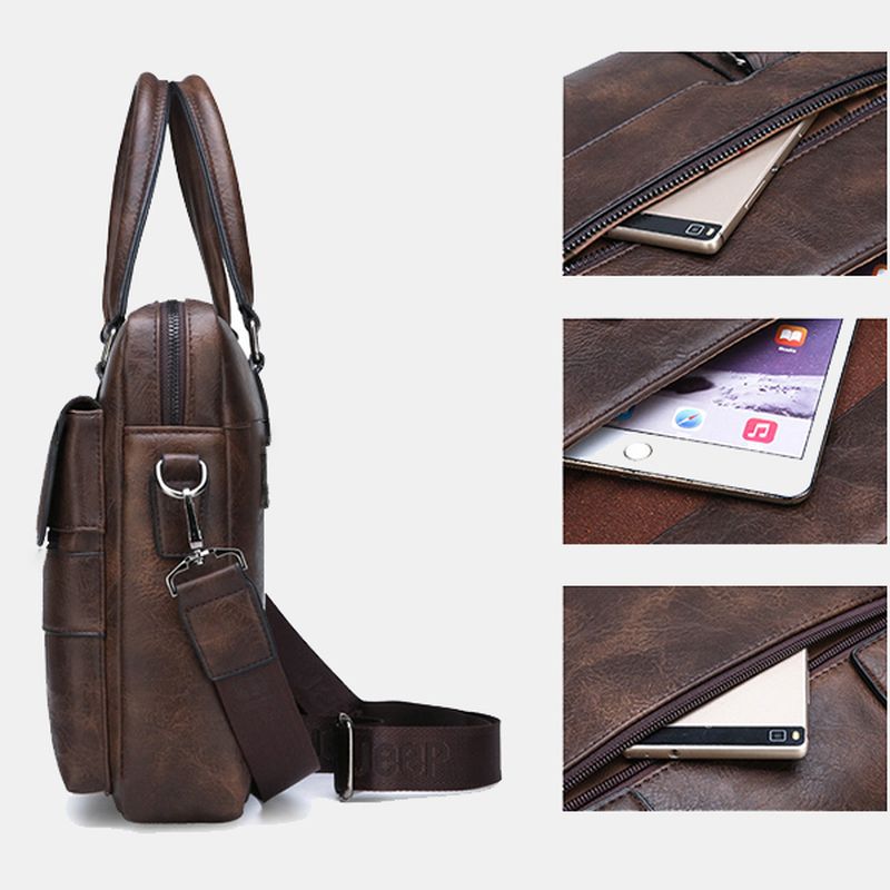 Heren Kunstleer Vintage Zakelijke Tas Messengertas Crossbody Tas Kantoorwerk