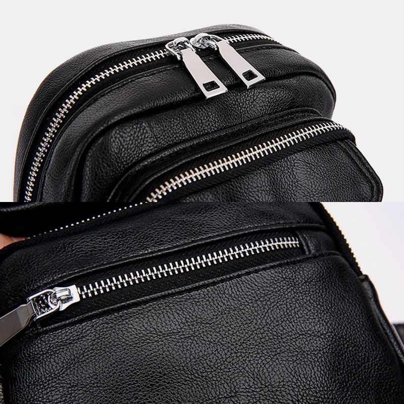 Heren Pu Lederen Multi-pocket Grote Capaciteit Vintage Crossbody Tas Borsttas Sling Bag