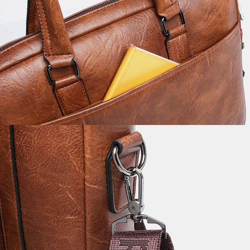 Heren Pu-leer Multifunctionele Multi-pocket Vintage Messenger Bag Crossbody Bag Handtas Schoudertas
