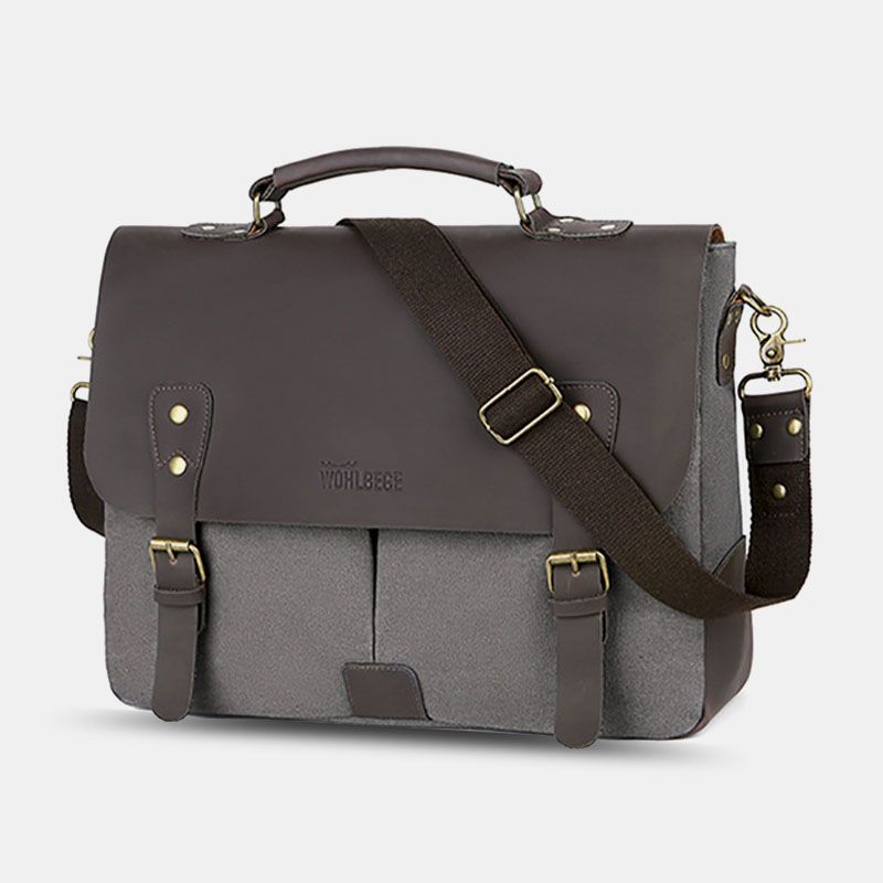 Mannen Canvas Grote Capaciteit Cover Rits Vintage Zakelijke Messenger Bag Laptoptas Crossbody Tas Handtas