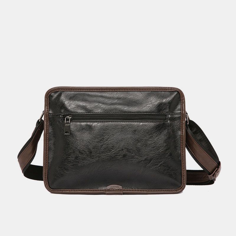 Mannen Dubbellaagse Multi-pocket Crossbody Tassen Mode Casual Hoofdtelefoon Gat Ontwerp 14 Inch Laptoptas Schoudertas