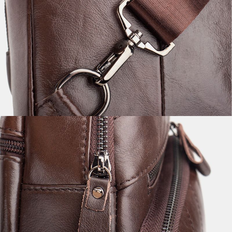 Mannen Echt Leer Multi-pocket Grote Capaciteit Vintage Eerste Laag Koeienhuid Crossbody Tassen Schoudertas Borsttas