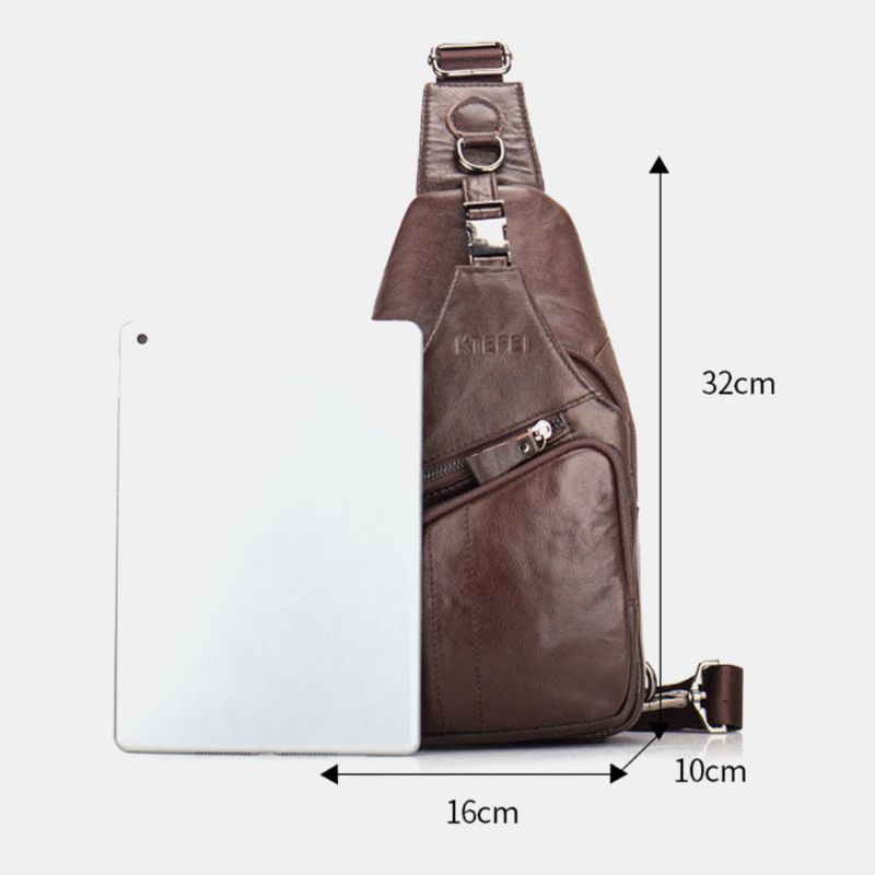 Mannen Echt Leer Multi-pocket Grote Capaciteit Vintage Eerste Laag Koeienhuid Crossbody Tassen Schoudertas Borsttas