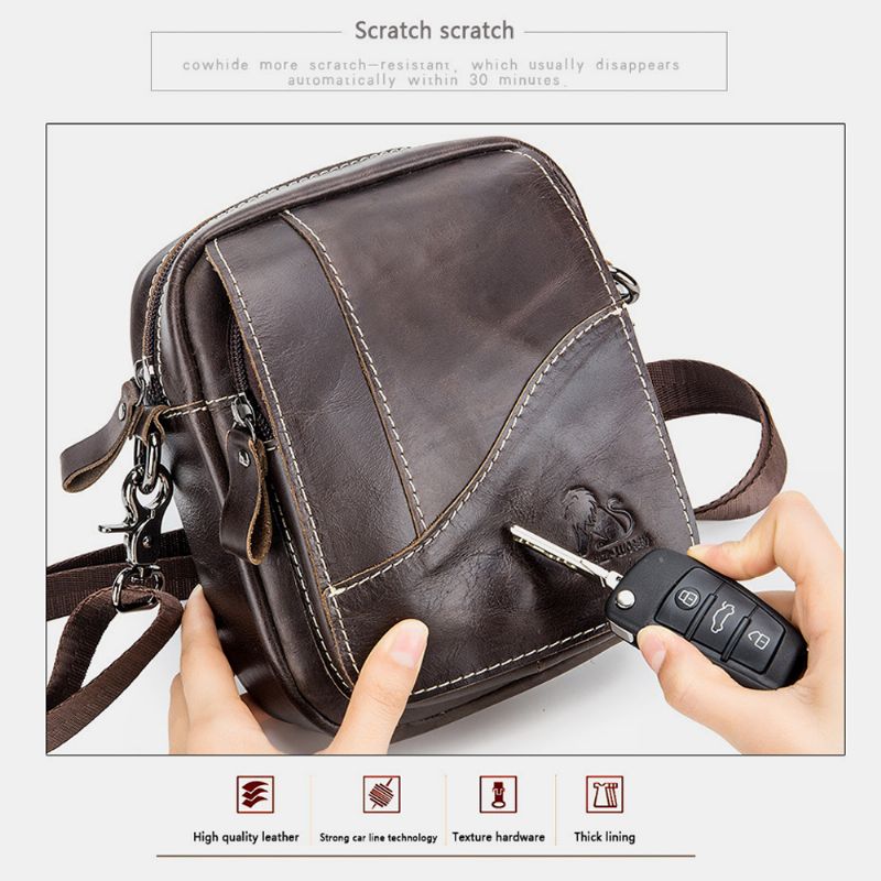 Mannen Echt Leer Slijtvaste Grote Capaciteit Vintage Koeienhuid Crossbody Tassen Schoudertas Enkele Tas