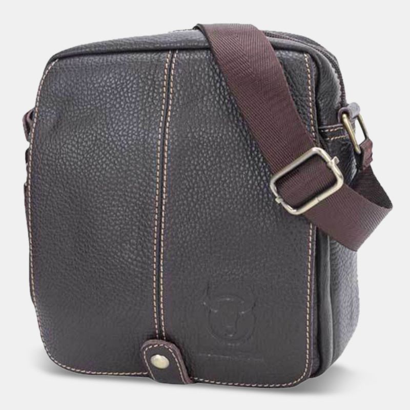 Mannen Eerste Laag Koeienhuid Multi-pocket Crossbody Tas Retro Grote Capaciteit Terug Anti-diefstal Zak Schoudertas