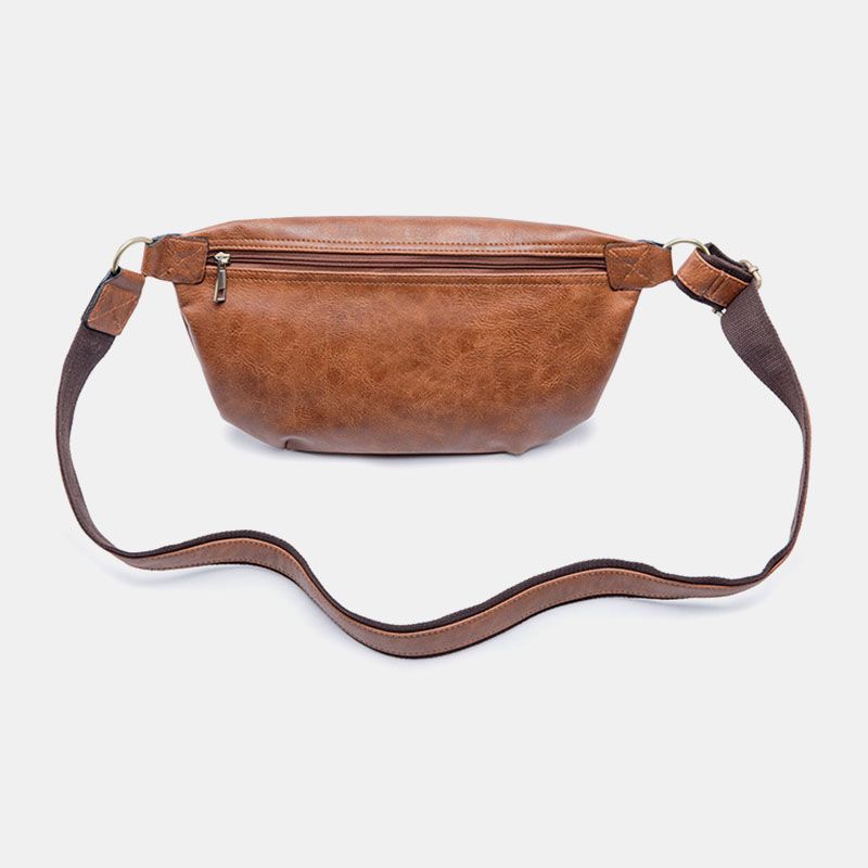 Mannen Grote Capaciteit Waterdichte Crossbody Tas Pu Leer Anti-diefstal Casual Heuptas Borst Tas Schoudertas