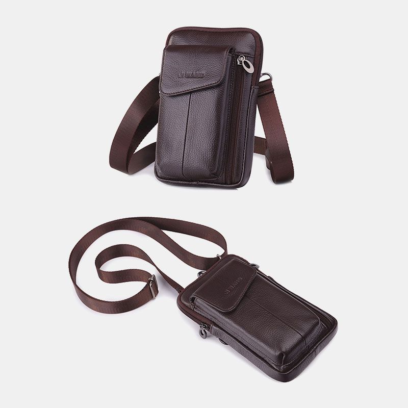 Mannen Lederen 6.5 Inch Telefoon Tas Heuptas Heuptas Crossbody Tas