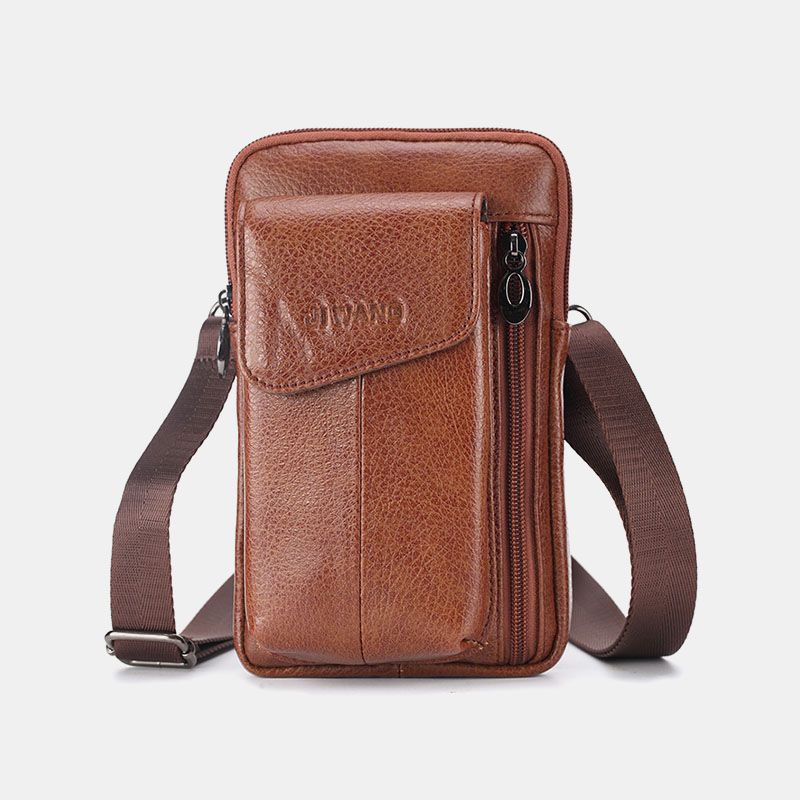 Mannen Lederen 6.5 Inch Telefoon Tas Heuptas Heuptas Crossbody Tas