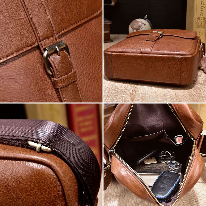 Mannen Lederen Anti-diefstal Slijtvaste Crossbody Tas Vintage Waterdichte Schoudertas