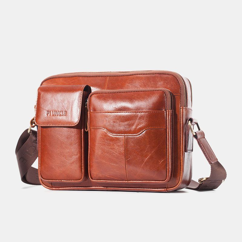 Mannen Lederen Crossbody Tas Met Grote Capaciteit Zakelijke Tas Voor Buitenactiviteiten