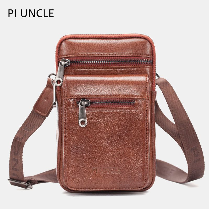 Mannen Lederen Heuptas Crossbody Tas Schoudertas