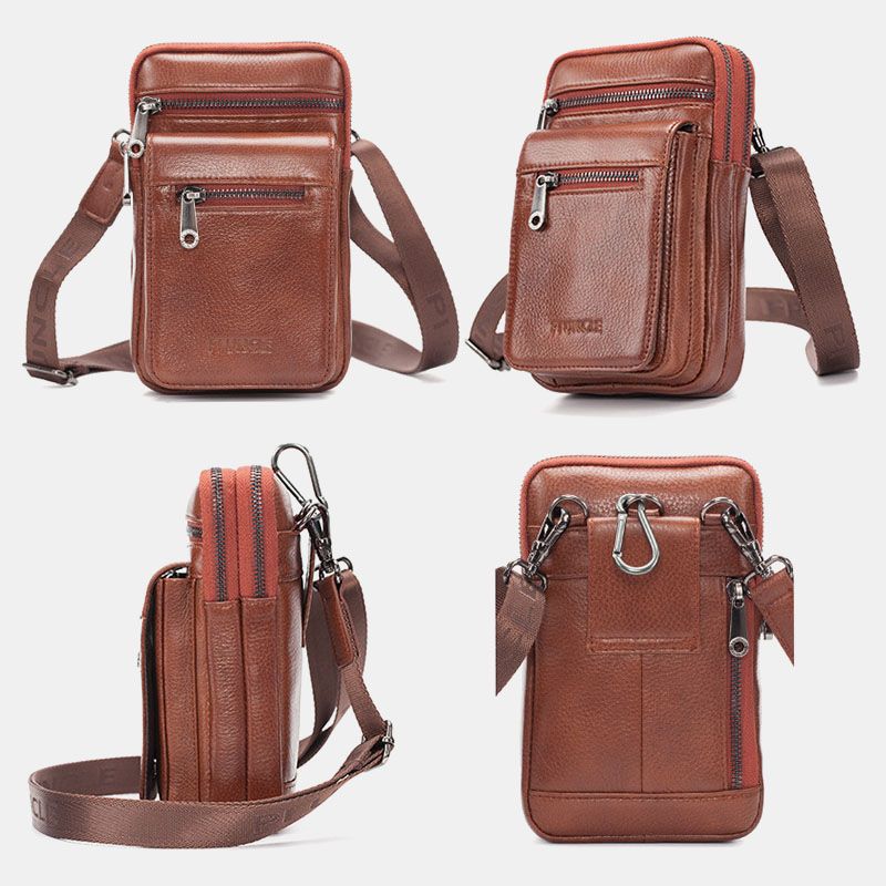 Mannen Lederen Heuptas Crossbody Tas Schoudertas