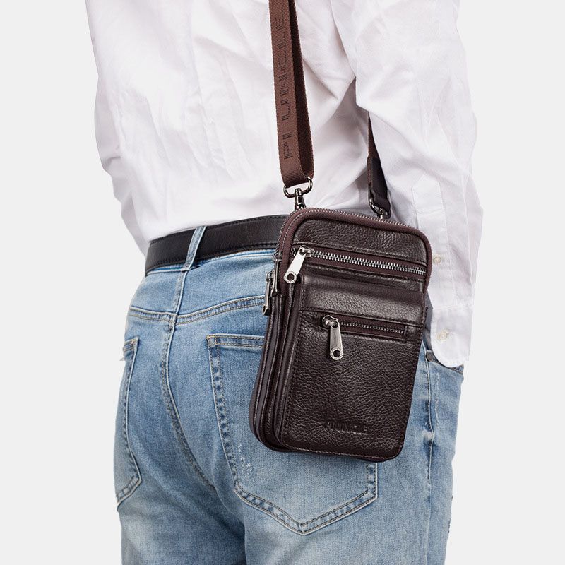 Mannen Lederen Heuptas Crossbody Tas Schoudertas