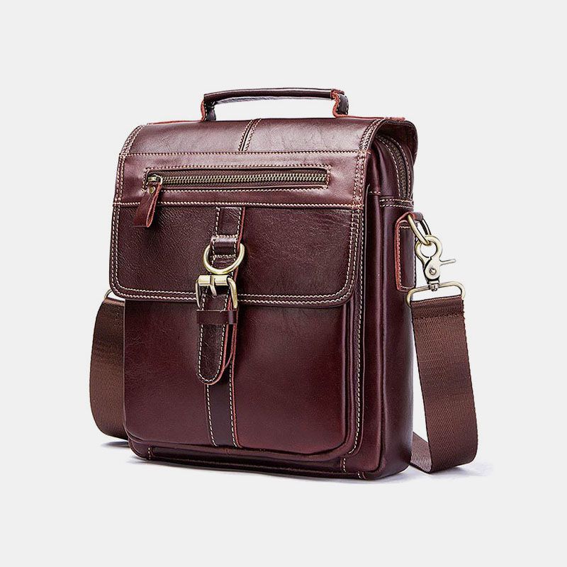 Mannen Lederen Koeienhuid Retro Multi-pockets Multi-lagen Crossbody Tas