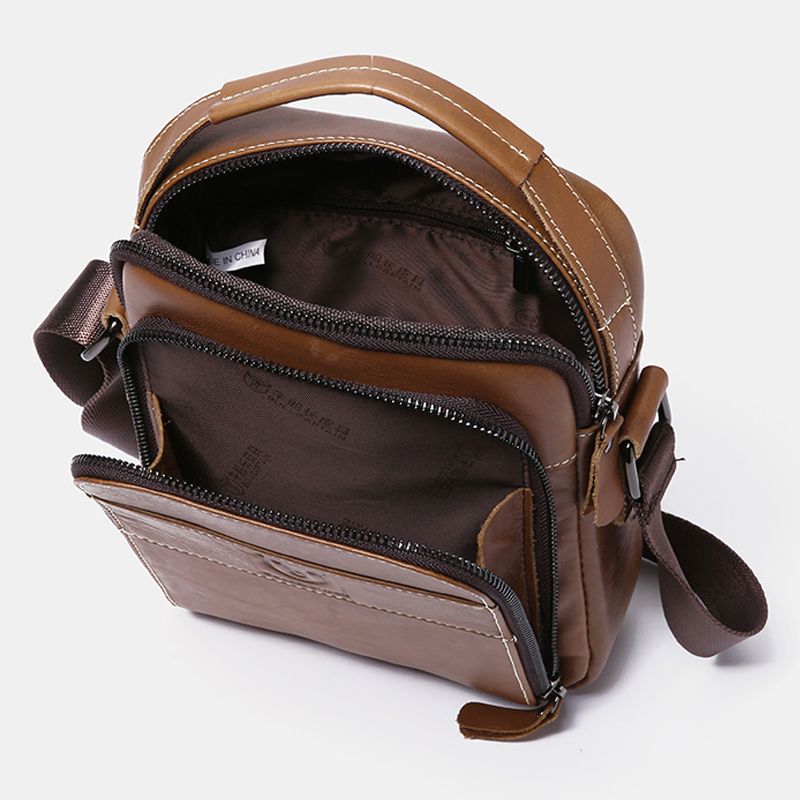 Mannen Lederen Multi-pocket Casual Crossbody Tas Schoudertas