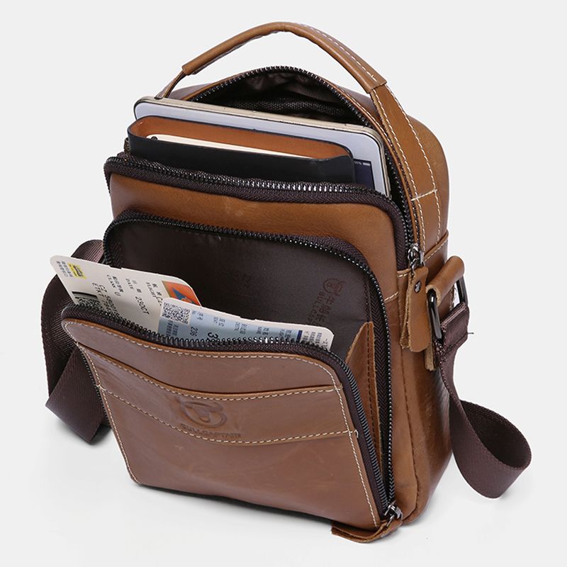 Mannen Lederen Multi-pocket Casual Crossbody Tas Schoudertas