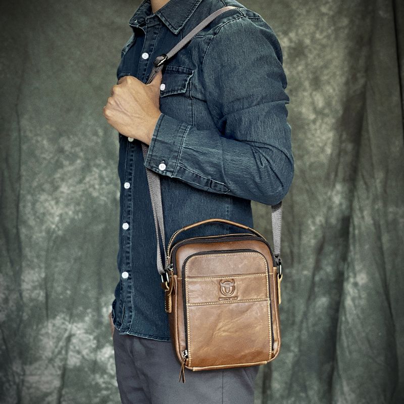 Mannen Lederen Multi-pocket Casual Crossbody Tas Schoudertas