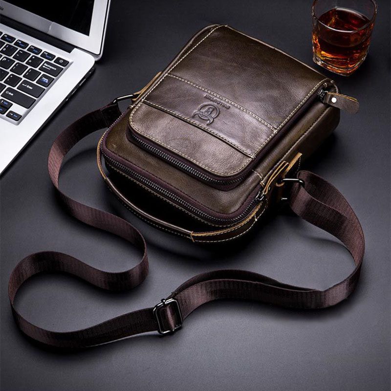 Mannen Lederen Multi-pocket Casual Crossbody Tas Schoudertas