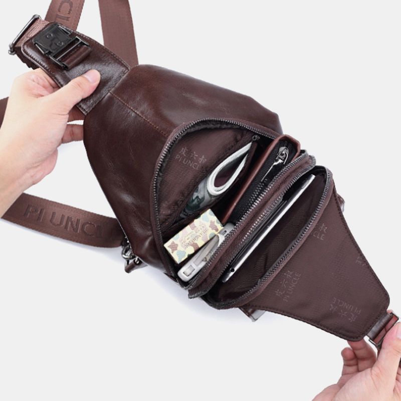 Mannen Lederen Nieuwe Vinatge Grote Capaciteit Borsttas Schoudertas Crossbody Tas