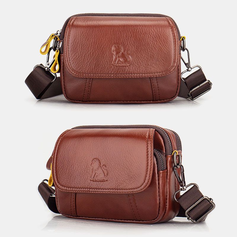 Mannen Lederen Retro 7.5 Inch Telefoon Tas Crossbody Tas Heuptas Met Riemlus