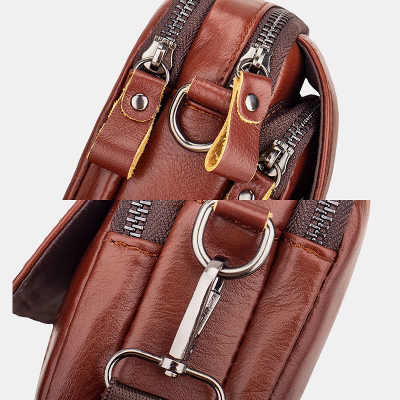 Mannen Lederen Retro 7.5 Inch Telefoon Tas Crossbody Tas Heuptas Met Riemlus