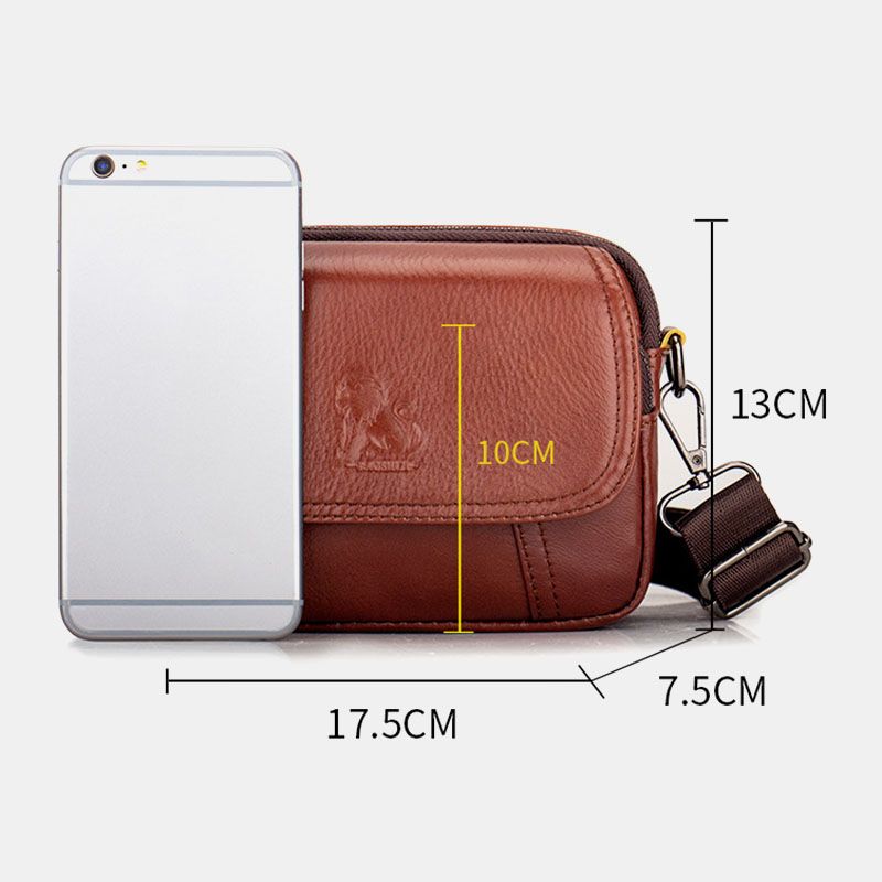 Mannen Lederen Retro 7.5 Inch Telefoon Tas Crossbody Tas Heuptas Met Riemlus