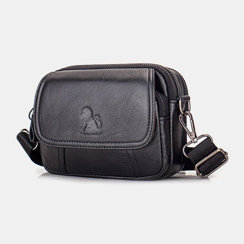 Mannen Lederen Retro 7.5 Inch Telefoon Tas Crossbody Tas Heuptas Met Riemlus