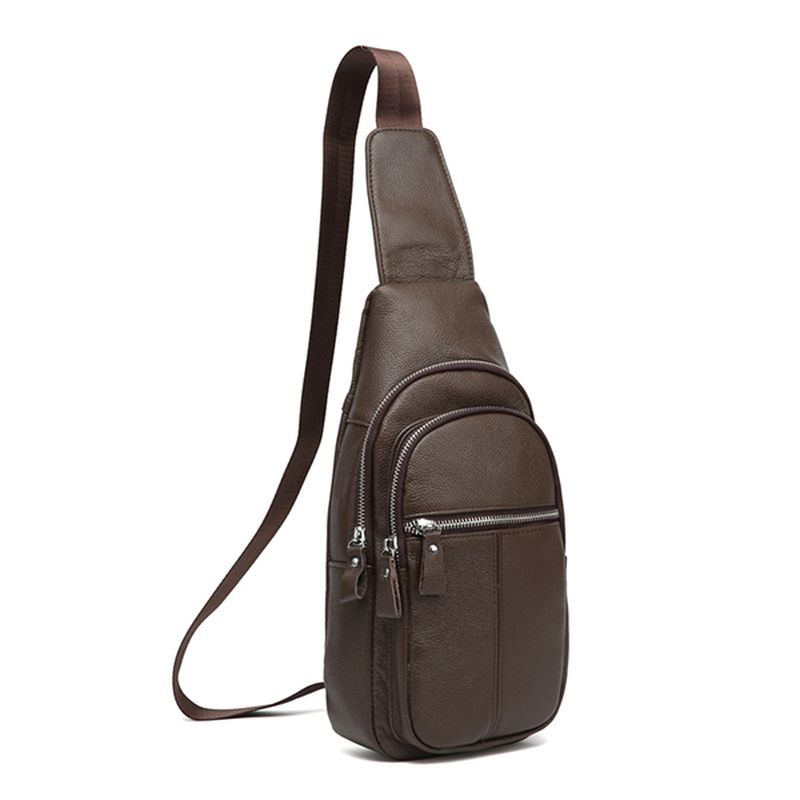 Mannen Lederen Retro Crossbody Tas Borsttas Casual Schoudertas